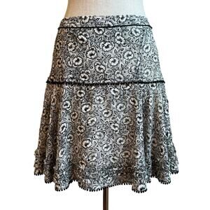 Derek Lam 10 Crosby Silk Blend Floral Jacquard Black White Mini Skirt Women’s 4